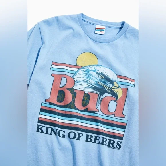 Junk Food Clothing x Budweiser Unisex Eagle King Beer Tee in Color Sky Blue - Picture 2 of 7